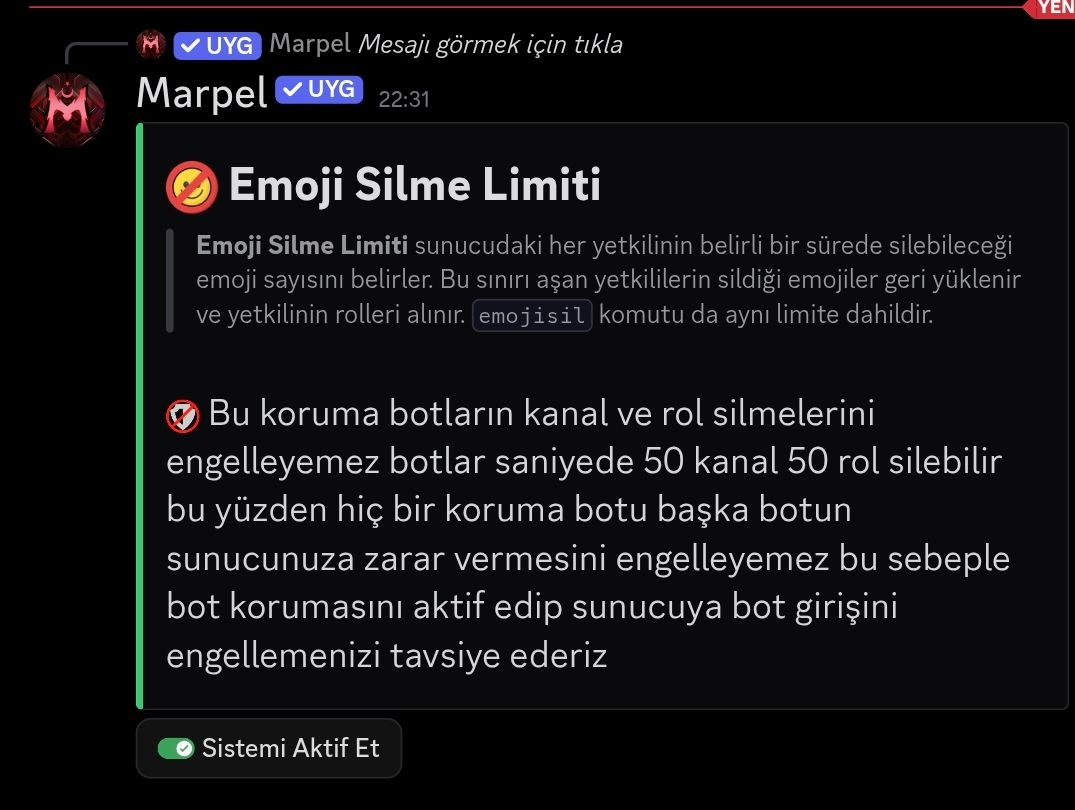 Emoji ve Webhook Koruması görseli